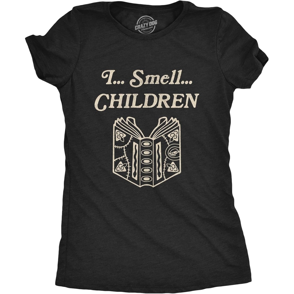 image:imageWomens I Smell Children T Shirt Funny Magic Halloween Spooky Graphic Novelty TeeHeather Black