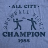 Mens All City Snowball Fight Champion 1988 T Shirt Funny Winter Snow Graphic Vintage Tee(Light Heather Blue)