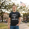 Mens Amerisaurus Rex T Shirt Funny 4th of July T-Rex America Graphic Novelty Tee(Heather Black)