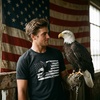 Mens Eagle Over Grunge Flag Funny T Shirts Vintage Cool Novelty Shirts USA T Shirt(Heather Black)