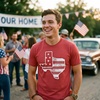 Mens Funny T Shirts American Flag Texas Awesome Fourth of July Tee for Men | Funny T Shirts, Patriotic Apparel for Men, Cool Short Sleeve, soft cotton blend, Novelty Tees for Guys(Heather Red – American Flag Texas)