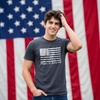 Mens Made in America T Shirt Funny Patriot Flag US Pride Party Graphic Tee | Funny T Shirts, Patriotic Apparel for Men, Cool Short Sleeve, soft cotton blend, Novelty Tees for Guys(Heather Navy)