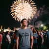 Mens Ok Boomer Fireworks T Shirt Funny 4th of July Graphic Novelty Tee | Funny T Shirts, Patriotic Apparel for Men, Cool Short Sleeve, soft cotton blend, Novelty Tees for Guys(Dark Heather Grey)