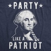 Mens Party Like A Patriot T Shirt Funny 4th of July George Washington Graphic Tee(Heather Navy)