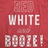 Mens Red White and Booze Funny Drinking Tees USA Hilarious Vintage Novelty T Shirt(Red)