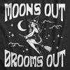 Womens Moons Out Brooms Out T Shirt Funny Halloween Witch Flying Broomstick Joke Tee for Ladies(Heather Black – Moons)