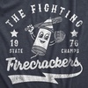 Womens The Fighting Firecrackers T Shirt Funny Fourth of July Party Baseball Team Tee for Ladies(Heather Navy – Firecrackers)