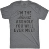 Crazy Dog Mens Sarcastic Humor T Shirts Funny Graphic Novelty Tees for Guys | Funny T Shirts, Sarcastic Apparel for Men, Cool Short Sleeve, soft cotton blend, Novelty Tees for Guys(Dark Heather Grey – Nicest A-hole)