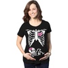 Crazy Dog T-Shirts Maternity Skeleton Baby Halloween Pregnancy Announcement T Shirt(Baby Girl)