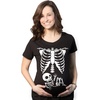 Crazy Dog T-Shirts Maternity Skeleton Baby Halloween Pregnancy Announcement T Shirt(Black)