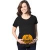 Crazy Dog T-Shirts Maternity Skeleton Baby Halloween Pregnancy Announcement T Shirt(Lil Pumpkin)