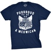 Mens Purroud to Be an Ameowican T Shirt Funny 4th of July Cat Tee for Guys | Funny T Shirts, Patriotic Apparel for Men, Cool Cat Short Sleeve, soft cotton blend, Novelty Tees for Guys(Navy)