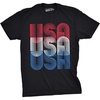 Mens USA Vintage Font Funny T Shirts Red White Blue Retro Designs Cool Graphic T Shirt(Black)