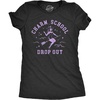 Womens Charm School Drop Out T Shirt Funny Halloween Witch Spell Casting Joke Tee for Ladies(Heather Black – Charm)