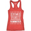 Womens Star Spangled Hammered Funny Workout Shirts Sleeveless Ladies Fitness Tank Top(Heather Red)