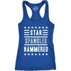 Womens Star Spangled Hammered Funny Workout Shirts Sleeveless Ladies Fitness Tank Top(Royal)