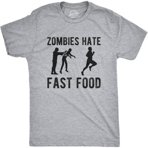 Crazy Dog Mens Sarcastic Humor T Shirts Funny Graphic Novelty Tees for Guys | Funny T Shirts, Sarcastic Apparel for Men, Cool Short Sleeve, soft cotton blend, Novelty Tees for Guys(Light Heather Grey – Fast Food)