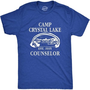 Crazy Dog Mens T Shirt Camp Crystal Lake 1980 Vintage Camping Movie Tee | Funny T Shirts, Halloween Apparel for Men, Cool Movie Short Sleeve, Camping, Soft Cotton Blend, Novelty Tees for Guys(Blue)