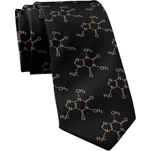 Crazy Dog T-Shirts Funny Science Tie for Men – Caffeine Molecule Necktie – Nerdy Chemistry Gift for Teachers Scientists Engineers Coffee Lovers Baristas for Office and Classroom Wear