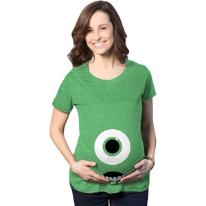 Crazy Dog T-Shirts Maternity Skeleton Baby Halloween Pregnancy Announcement T Shirt(Monster Eye)