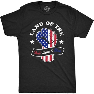Crazy Dog T-Shirts Mens Land of The Red White and Blue T Shirt Awesome Fourth of July Patriotic Fist Graphic Tee for Guys(Heather Black)