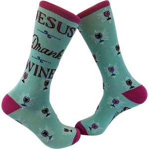 Crazy Dog T-Shirts Womens Jesus Drank Wine Socks Funny Drinking Footwear Funny Gift for Casual Wear