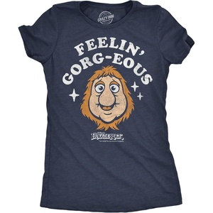Funny Fraggle Rock T-Shirts for Women – Cute Jim Henson’s Licensed Vintage Ladies Tees(Heather Black – Feelin Gorg Eous)