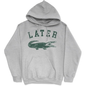 Later Alligator Unisex Hoodie Funny Sarcastic Gator Joke Graphic Novelty Hooded Sweatshirt(Light Heather Grey – Later Alligator)