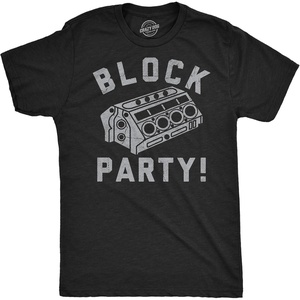 Mens Funny Car T Shirts for Car Guys Mechanic Tees for Auto Shops | Funny T Shirts, Graphic Apparel for Men, Cool Mechanic Short Sleeve, Dad Joke, soft cotton blend, Novelty Tees for Guys(Heather Black – Block Party Engine)