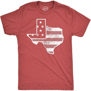 Mens Funny T Shirts American Flag Texas Awesome Fourth of July Tee for Men | Funny T Shirts, Patriotic Apparel for Men, Cool Short Sleeve, soft cotton blend, Novelty Tees for Guys(Heather Red – American Flag Texas)