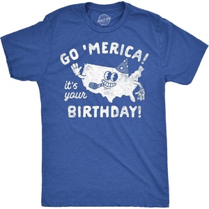 Mens Funny T Shirts Go Merica Its Your Birthday Sarcastic Fourth of July Graphic Tee for Men(Heather Royal – Go Merica Its Your Birthday)