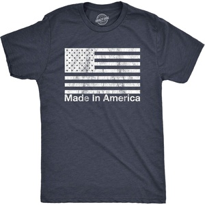 Mens Made in America T Shirt Funny Patriot Flag US Pride Party Graphic Tee | Funny T Shirts, Patriotic Apparel for Men, Cool Short Sleeve, soft cotton blend, Novelty Tees for Guys(Heather Navy)