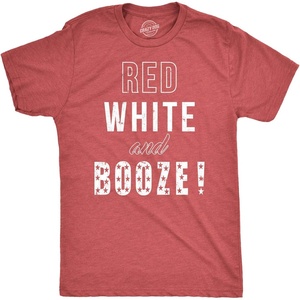 Mens Red White and Booze Funny Drinking Tees USA Hilarious Vintage Novelty T Shirt(Red)