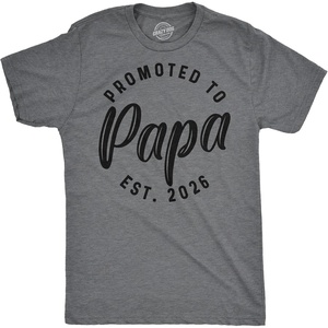 Mens Shirts Promoted to Papa Grandpa or Uncle 2026 Funny Fathers Day Tees | Funny T Shirts, Dad Joke Apparel for Men, Cool Uncle Short Sleeve, Soft Cotton Blend, Novelty Tees for Guys(Papa – 2026)
