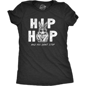 Womens Easter Bunny T Shirts Funny Easter Shirts for Women Cute Bunny Tees | Funny T Shirts, Easter Tops for Women, Cool Top, Soft Cotton Blend, Women’s Novelty Tees(Heather Black – Hip Hop)