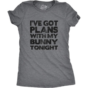 Womens Easter Bunny T Shirts Funny Easter Shirts for Women Cute Bunny Tees | Funny T Shirts, Easter Tops for Women, Cool Top, Soft Cotton Blend, Women’s Novelty Tees(Dark Heather Grey – Bunny Plans)
