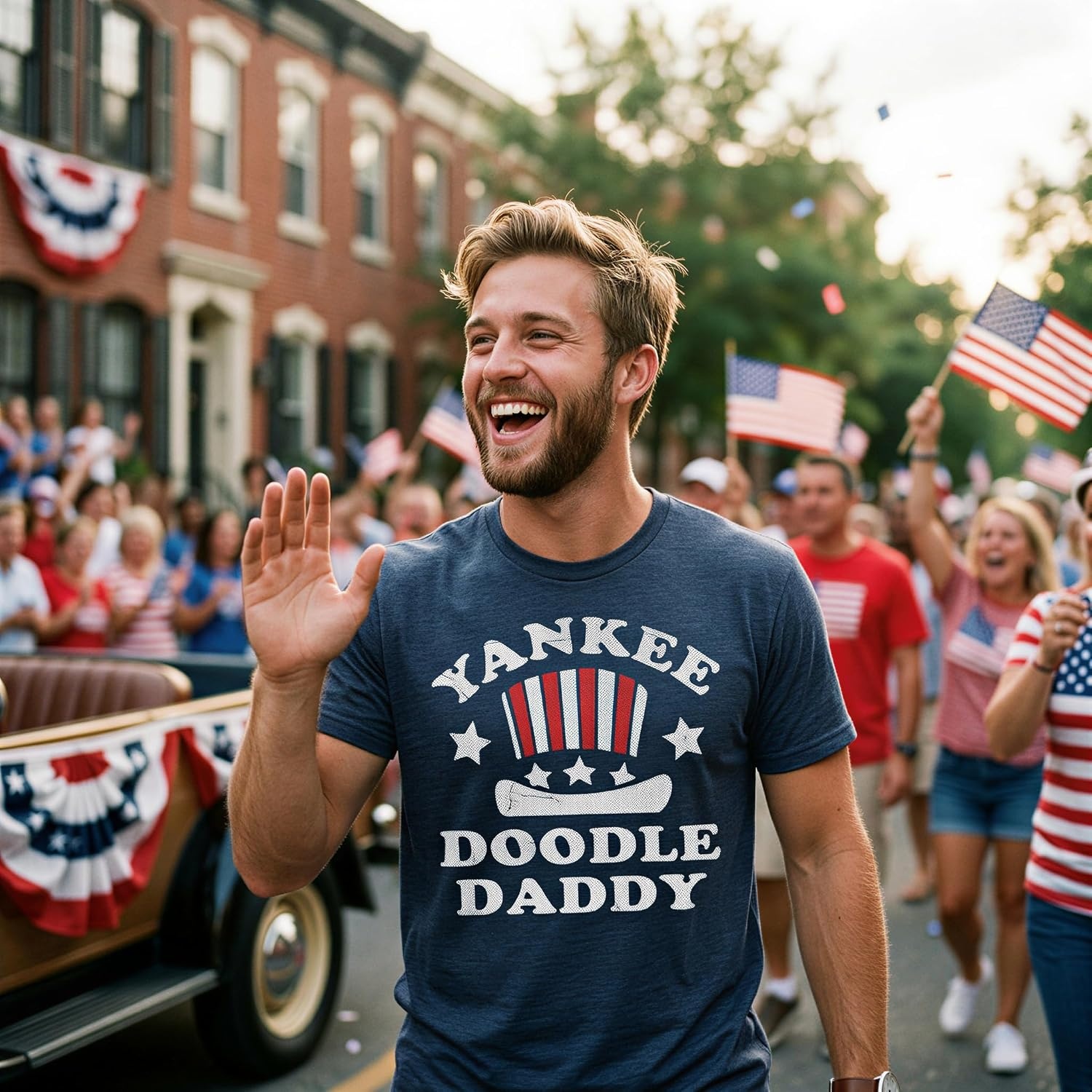 image:imageCrazy Dog TShirts Mens Yankee Doodle Daddy Fourth of July Tee Funny T Shirts Patriotic Apparel for Men Cool Sarcastic Short Sleeve Soft Cotton Blend Novelty Tees for Guys