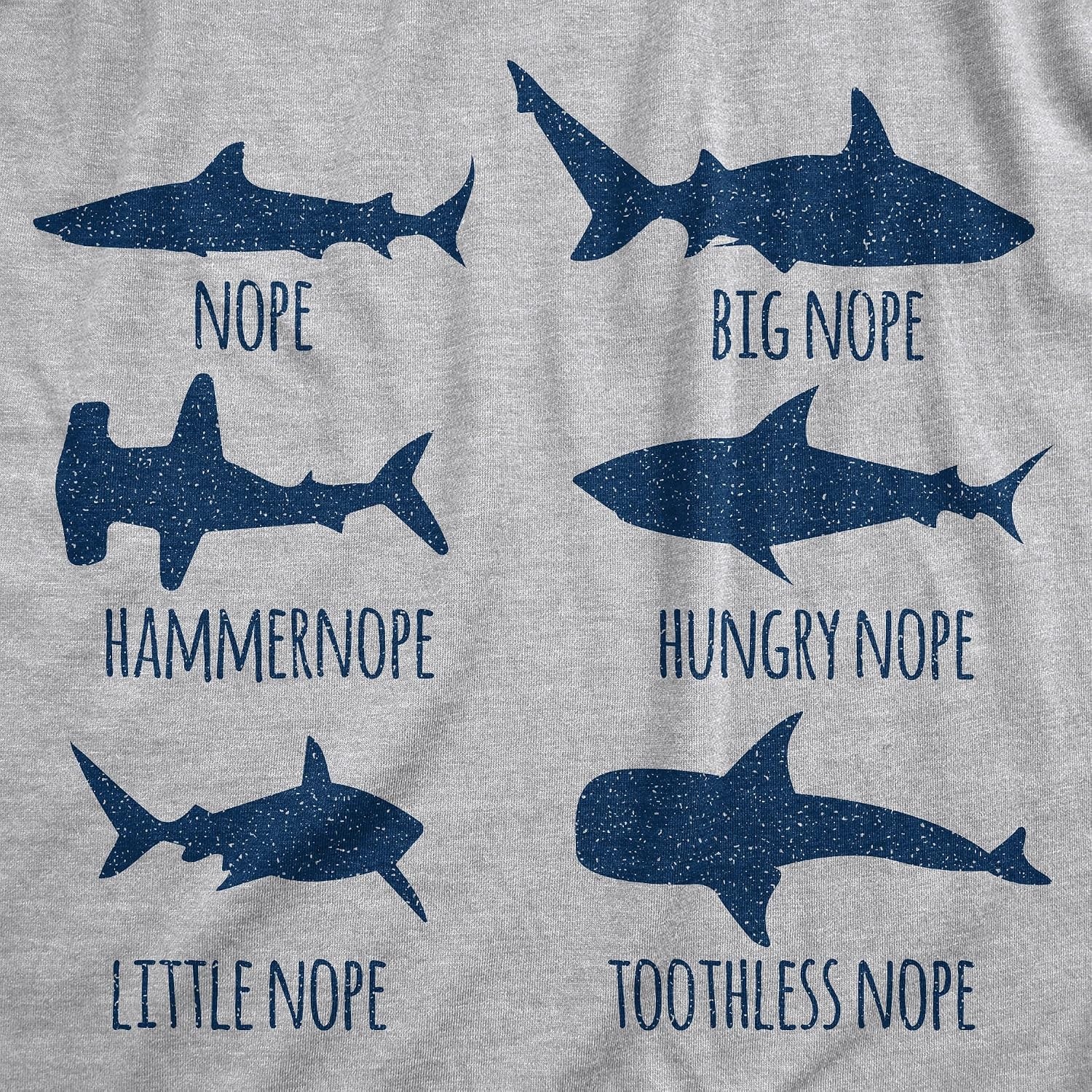 image:imageMens Sarcastic Humor T Shirts Funny Graphic Novelty Tees for GuysLight Heather Grey Shark Nope