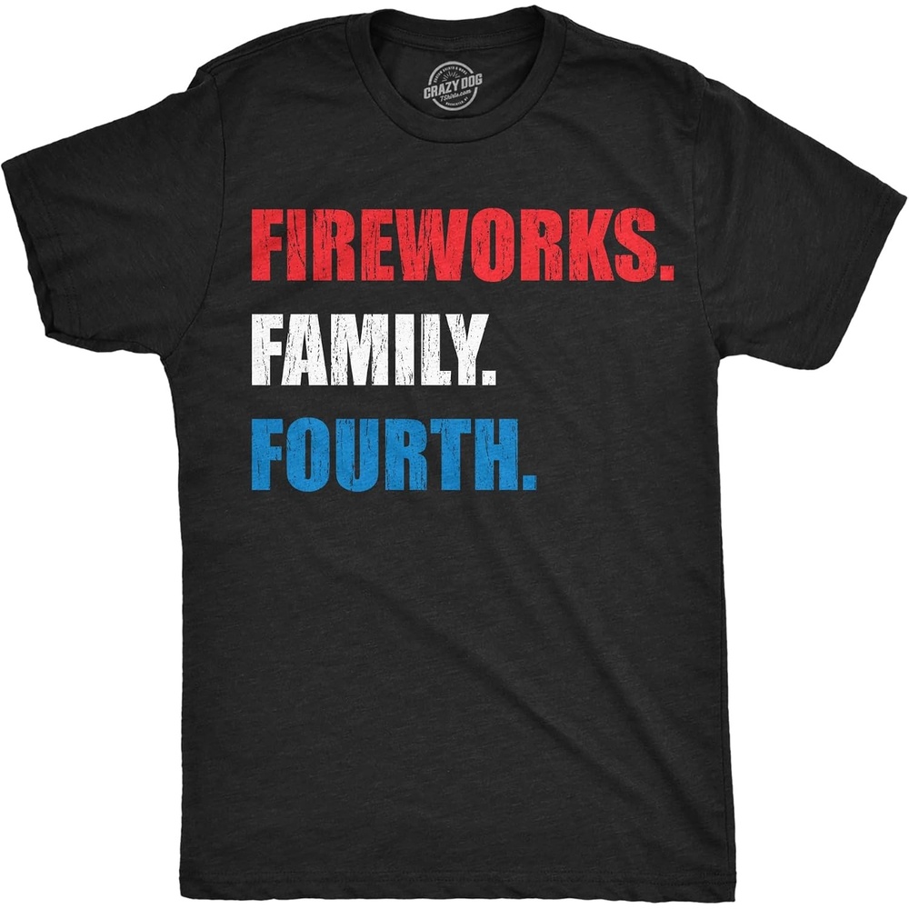 image:imageMens Funny Fireworks Family Fourth Fourth of July Tee Funny T Shirts Patriotic Apparel for Men Cool Short Sleeve Soft Cotton Blend Novelty Tees for Guys