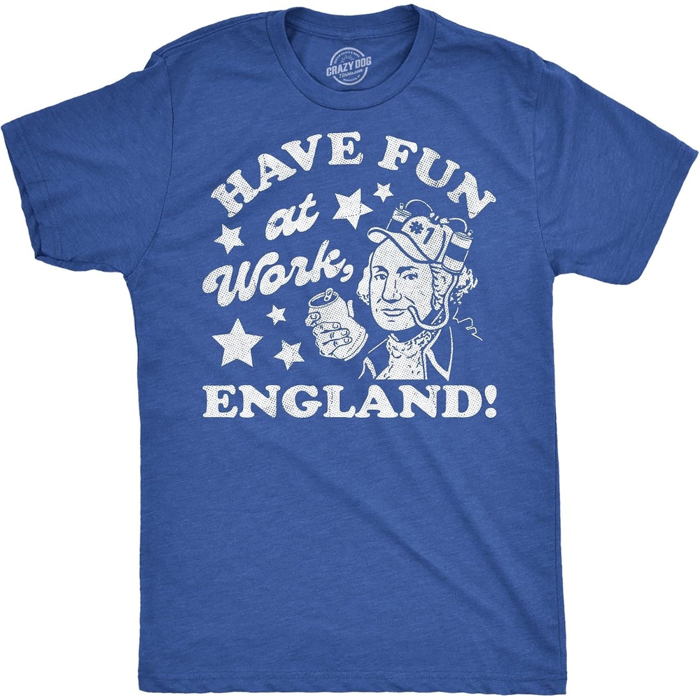 image:imageMens Funny Have Fun At Work England Fourth of July Tee Funny T Shirts Patriotic Apparel for Men Cool Drinking Short Sleeve Soft Cotton Blend Novelty Tees for Guys