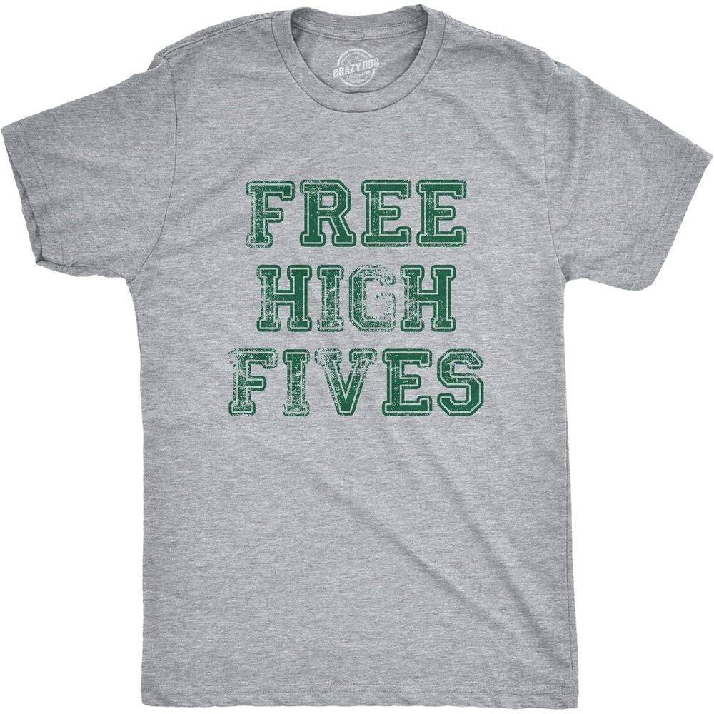 image:imageMens Sarcastic Humor T Shirts Funny Graphic Novelty Tees for GuysLight Heather Grey High Fives