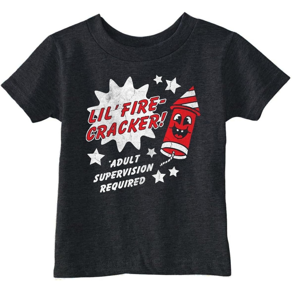 image:imageToddler Funny T Shirts Lil Fire Cracker Sarcastic Fourth of July Graphic Novelty Tee for Young Kids