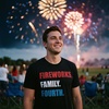 Mens Funny Fireworks Family Fourth Fourth of July Tee | Funny T Shirts, Patriotic Apparel for Men, Cool Short Sleeve, Soft Cotton Blend, Novelty Tees for Guys