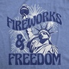 Womens Fireworks and Freedom T Shirt Funny Awesome Fourth of July Statue of Liberty Tee for Ladies(Light Heather Blue – Freedom)