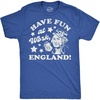 Mens Funny Have Fun At Work England Fourth of July Tee | Funny T Shirts, Patriotic Apparel for Men, Cool Drinking Short Sleeve, Soft Cotton Blend, Novelty Tees for Guys