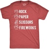 Mens Rock Paper Scissors Fireworks Fourth of July Tee | Funny T Shirts, Patriotic Apparel for Men, Cool Sarcastic Short Sleeve, Soft Cotton Blend, Novelty Tees for Guys