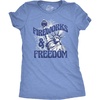 Womens Fireworks and Freedom T Shirt Funny Awesome Fourth of July Statue of Liberty Tee for Ladies(Light Heather Blue – Freedom)