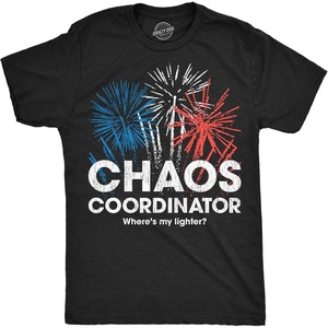 Mens Funny T Shirts Chaos Coordinator Fireworks Fourth of July Tee for Men