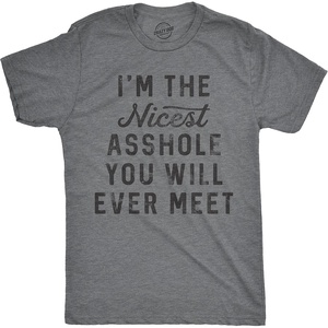Mens Sarcastic Humor T Shirts Funny Graphic Novelty Tees for Guys(Dark Heather Grey – Nicest A-hole)
