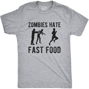 Mens Sarcastic Humor T Shirts Funny Graphic Novelty Tees for Guys(Light Heather Grey – Fast Food)